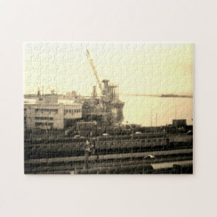 Vintage Algeria Algiers port overview Jigsaw Puzzle