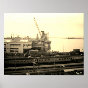 Vintage Algeria Algiers port overview Poster