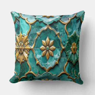 Vintage Algerian Turquoise Ceramic Art Pillows