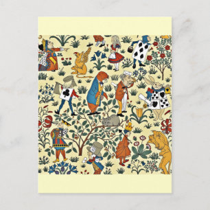 Vintage Alice and Friends Fabric Pattern Postcard