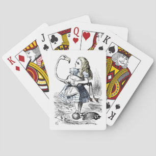 Vintage Alice and the Flamingo Playing Cards