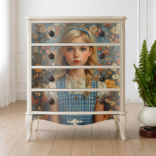 Vintage Alice Blue Gingham Floral Oil Painting Tissue Paper