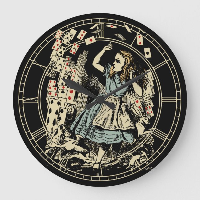 Vintage Alice Cards Flying Large Clock (Front)