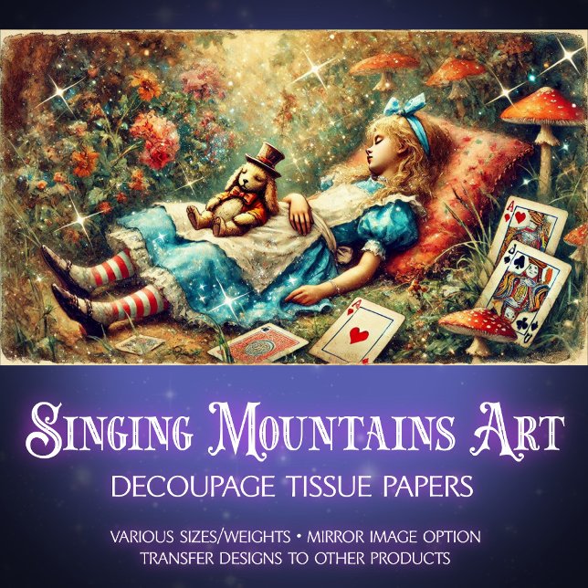 Vintage Alice Dreaming In Wonderland Decoupage Tissue Paper (Creator Uploaded)