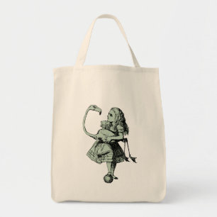 Vintage Alice & Flamingo in Wonderland Tote Bag