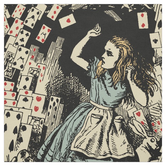 Vintage Alice Flying Cards Dark Fabric (Swatch)