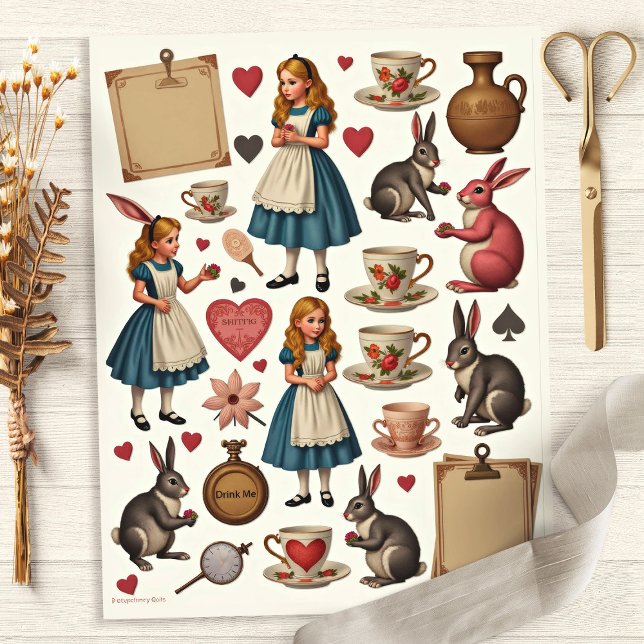 Vintage Alice Fussy Cut Scrapbook Paper (Creator Uploaded)