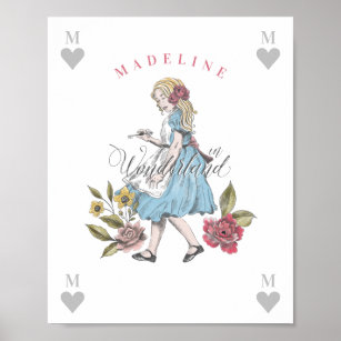 Vintage Alice in Wonderland   Alice & Florals Poster