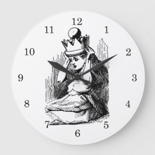Vintage Alice in Wonderland, Alice w Queen's Crown Large Clock