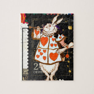 Vintage Alice in Wonderland Art White Rabbit Jigsaw Puzzle