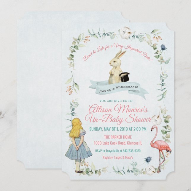 Vintage Alice in Wonderland Baby Shower Invitation (Front/Back)