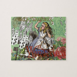 Vintage Alice in Wonderland Cards Tea party Jigsaw Puzzle