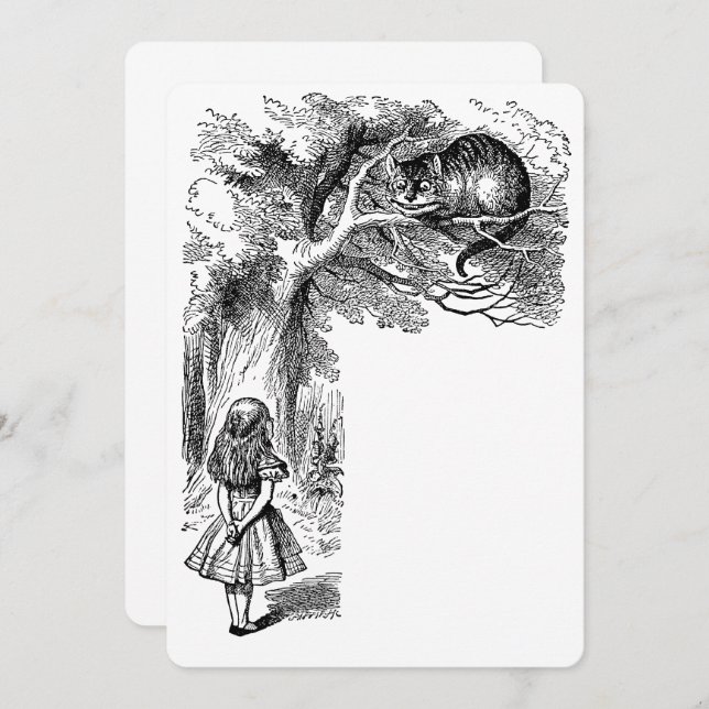 Vintage Alice in Wonderland Cat Invitation (Front/Back)