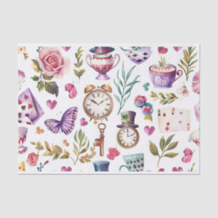 Vintage Alice In Wonderland Collage Decoupage Tissue Paper