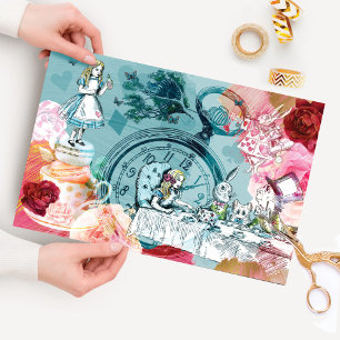 Vintage Alice In Wonderland Collage Decoupage Tissue Paper