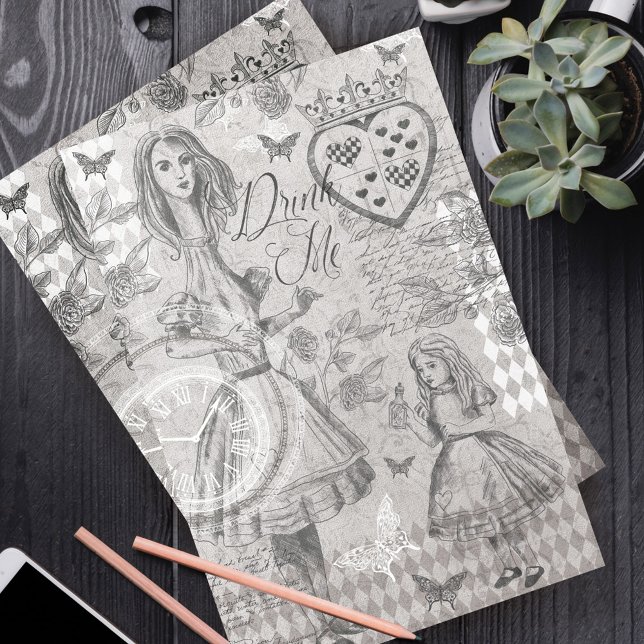 Vintage Alice In Wonderland Collage Decoupage Tissue Paper (Creator Uploaded)