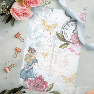 Vintage Alice In Wonderland Collage Decoupage Tissue Paper