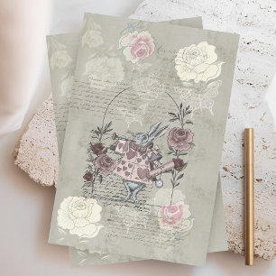 Vintage Alice In Wonderland Collage Decoupage Tissue Paper