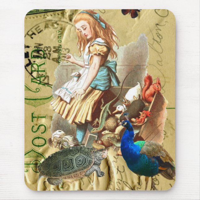 Vintage Alice in Wonderland collage Mouse Pad (Front)