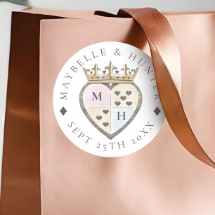 Vintage Alice in Wonderland Crown Heart Monogram Classic Round Sticker