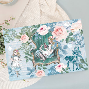 Vintage Alice In Wonderland Decoupage Pink Roses Tissue Paper