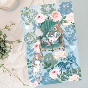 Vintage Alice In Wonderland Decoupage Pink Roses Tissue Paper