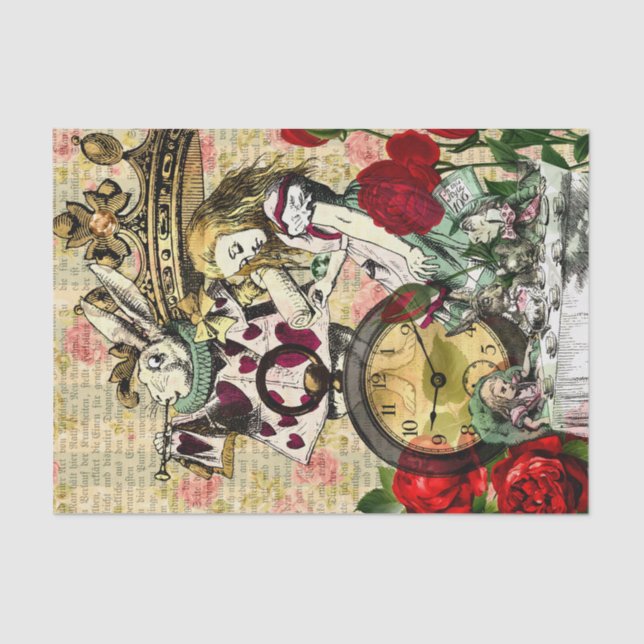 Vintage Alice in Wonderland Decoupage Tissue Paper (Front)