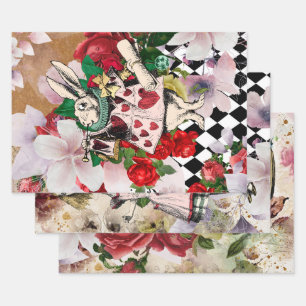 Vintage Alice in Wonderland Decoupage Wrapping Paper Sheet