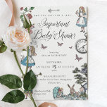 Vintage Alice In Wonderland Fairytale Baby Shower Invitation<br><div class="desc">Invite your guests to your very important date with our beautifully designed vintage Alice in Wonderland-themed baby shower invitation. Perfect for an Alice in Wonderland-themed baby shower party. Design features a mix of our own hand-drawn original florals and artwork. We've meticulously restored the iconic Alice in Wonderland vintage illustrations by...</div>