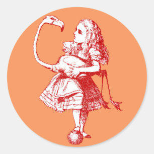 Vintage Alice in Wonderland Flamingo Classic Round Sticker