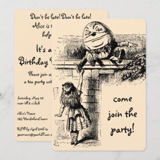 Vintage Alice in Wonderland, Girl Birthday Party Invitation
