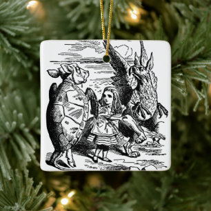 Vintage Alice in Wonderland, Gryphon, Mock Turtle Ceramic Tree Decoration