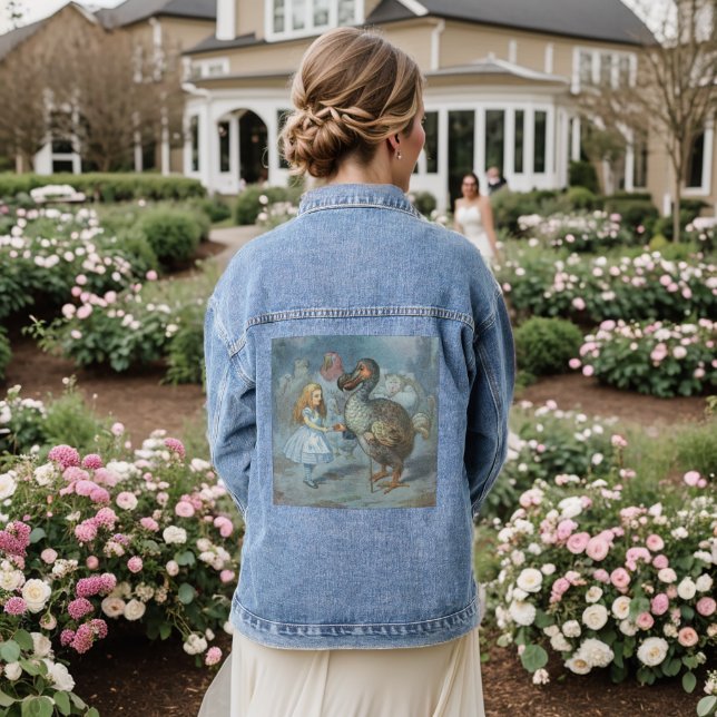 Vintage Alice In Wonderland, Illustration  Denim Jacket (Wedding Back)