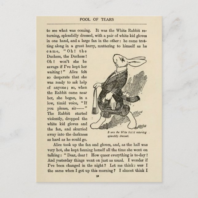 Vintage Alice in Wonderland Illustration  Postcard (Front)