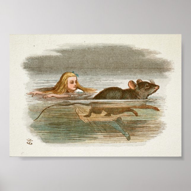 Vintage Alice in Wonderland Illustration Poster (Front)