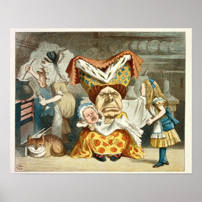 Vintage Alice in Wonderland Illustration Poster (Front)