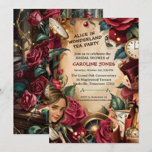 Vintage Alice in Wonderland Mad Hatter Party Invitation