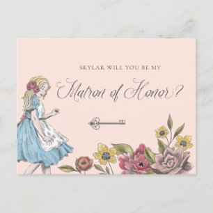 Vintage Alice in Wonderland   My Matron of Honour? Invitation Postcard