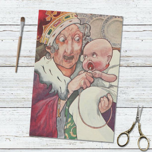 Vintage Alice in Wonderland Queen and Baby    Tissue Paper
