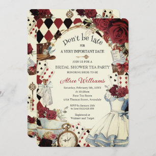 Vintage Alice in Wonderland Red Rose Bridal Shower Invitation
