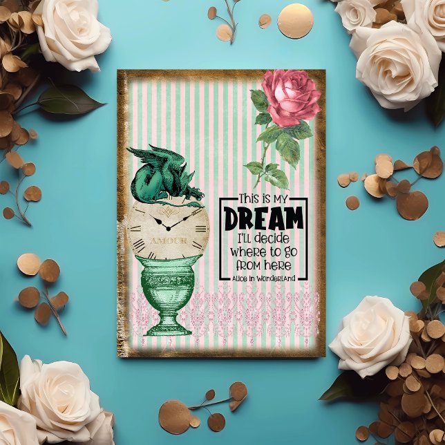 Vintage Alice in Wonderland Rose Gryphon Quote Card (Creator Uploaded)