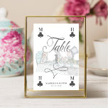 Vintage Alice in Wonderland Tea Party Playing Card<br><div class="desc">Beautifully designed vintage Alice in Wonderland-themed wedding table number signs. Perfect for an Alice in Wonderland-themed wedding. We've meticulously restored the iconic Alice in Wonderland vintage tea party table & character illustrations by hand sketching them and bring them to life with beautiful watercolor undertones. The table number is designed like...</div>