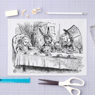 Vintage Alice in Wonderland, Tea Party Scene Tissue Paper