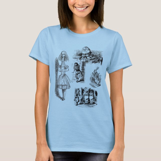Vintage Alice in Wonderland, Tenniel Characters T-Shirt (Front)