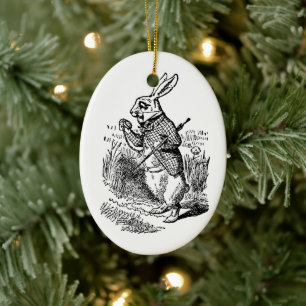 Vintage Alice in Wonderland the White Rabbit Watch Ceramic Tree Decoration