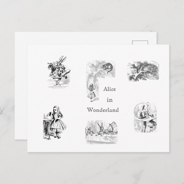 Vintage Alice in Wonderland Themed Postcard (Front/Back)