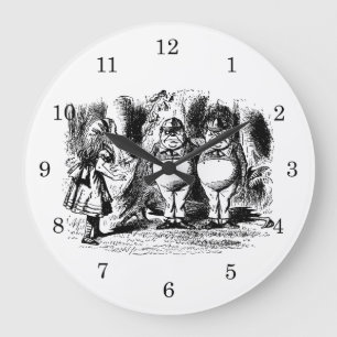 Vintage Alice in Wonderland, Tweedledum Tweedledee Large Clock