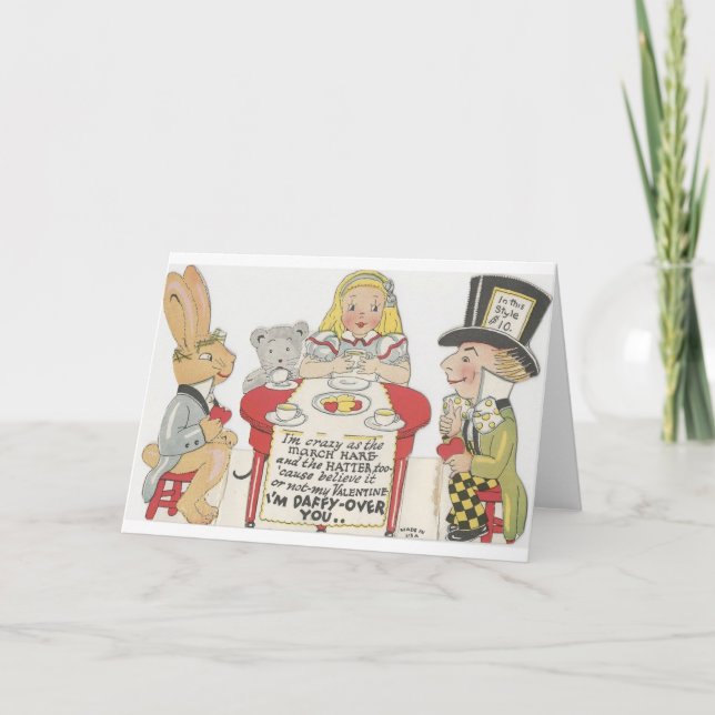 Vintage Alice In Wonderland Valentine Holiday Card (Front)