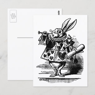 Vintage Alice in Wonderland White Rabbit as Herald Postcard