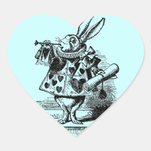 Vintage Alice in Wonderland White Rabbit Heart Sticker